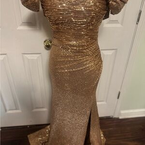 Elegant Gold Evening Gown